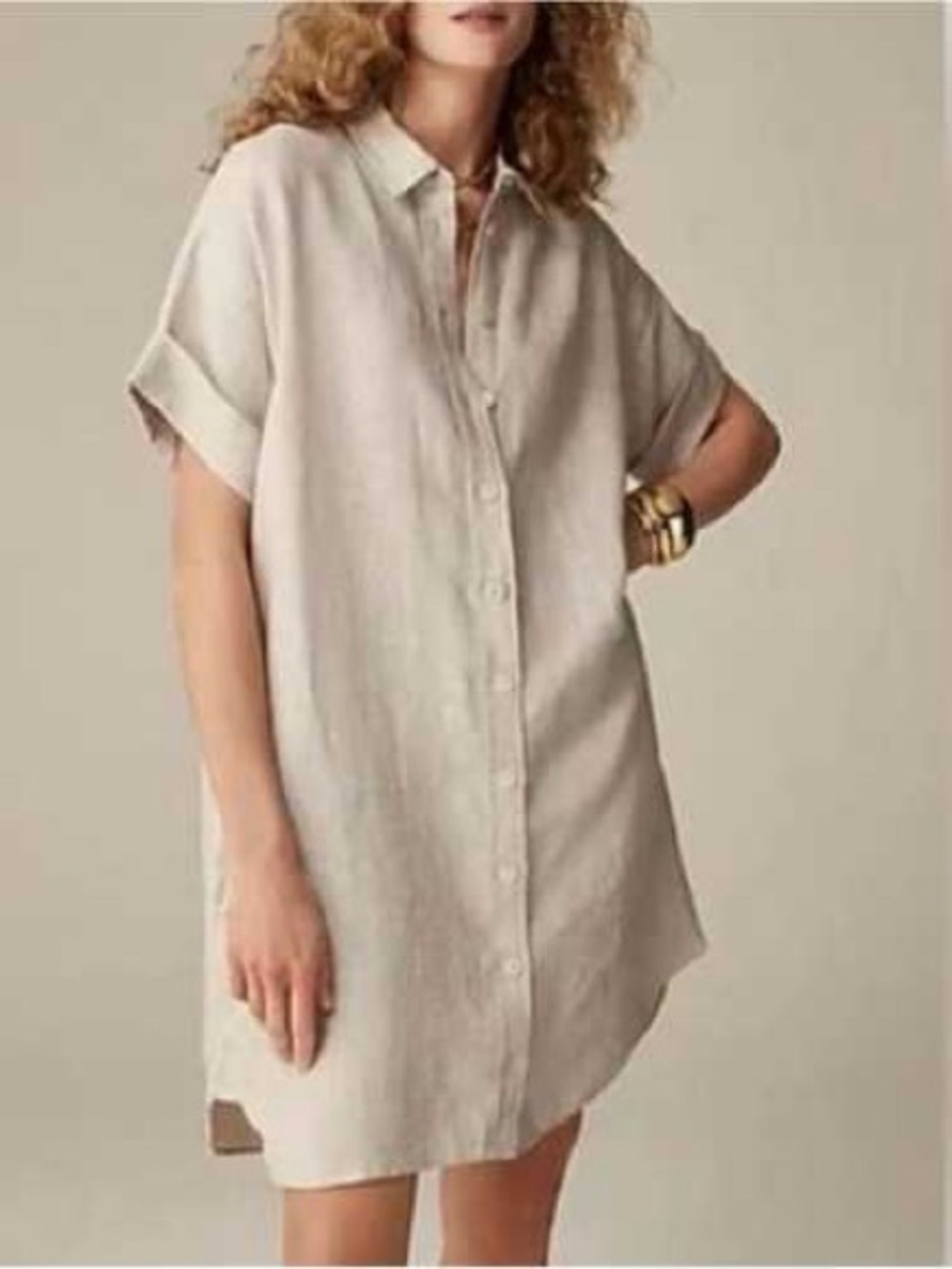 J.CREW Baird McNutt Women’s 100% Linen Shirtdress Irish Relaxed Fit Beige Sz LP